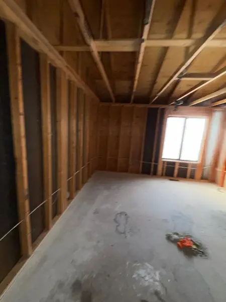 Room opened to the framing during fire restoration