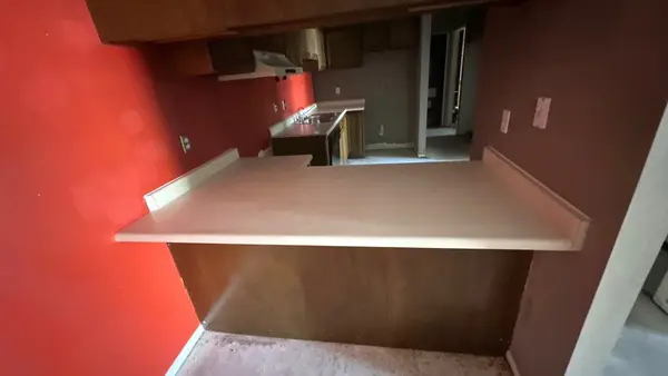 Kitchen and counter area at a fire restoration project